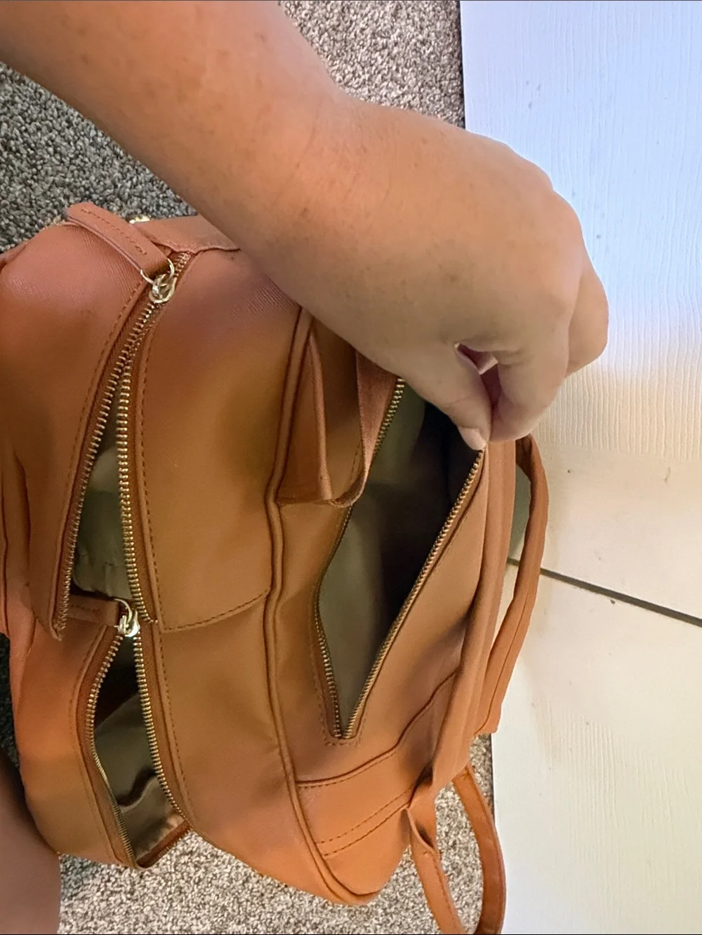 Tshy Tan Faux Leather Backpack